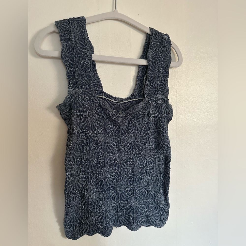 Free People Textured Knit Tank Top - Blue
